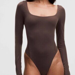 Lululemon Nulu Square-Neck Long-Sleeve Bodysuit Brown Small